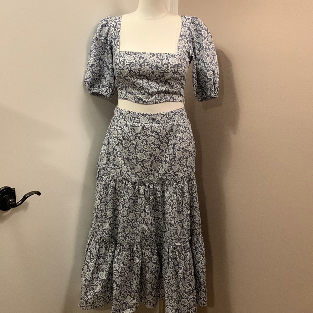 O.P.T One Pretty Time Cotton Floral Skirt Set S- NWT